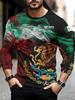Mexico Eagle Flag 3D Print Men Long Sleeve T Shirt Fashion Comfortable  T-shirt Casual O-neck Pullover Autumn Loose Men's Tops