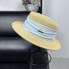 Light Luxury French Flat-top Holiday Style Straw Hat Women Summer Photo Beach Seaside Top Hat Sunshade Sun Protection Hat
