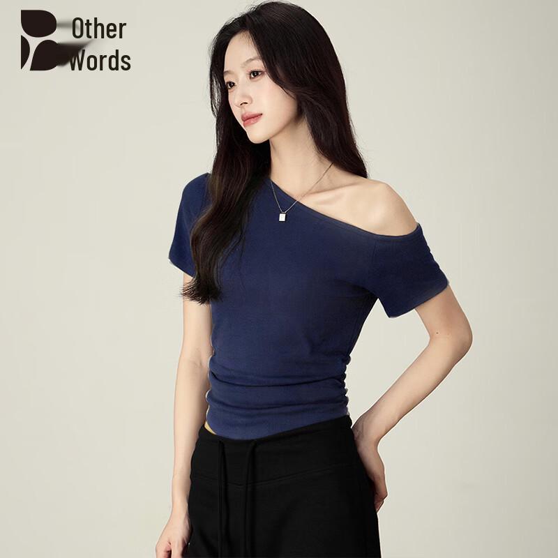 Women s Off-Shoulder Pleated Slim Crop Top S