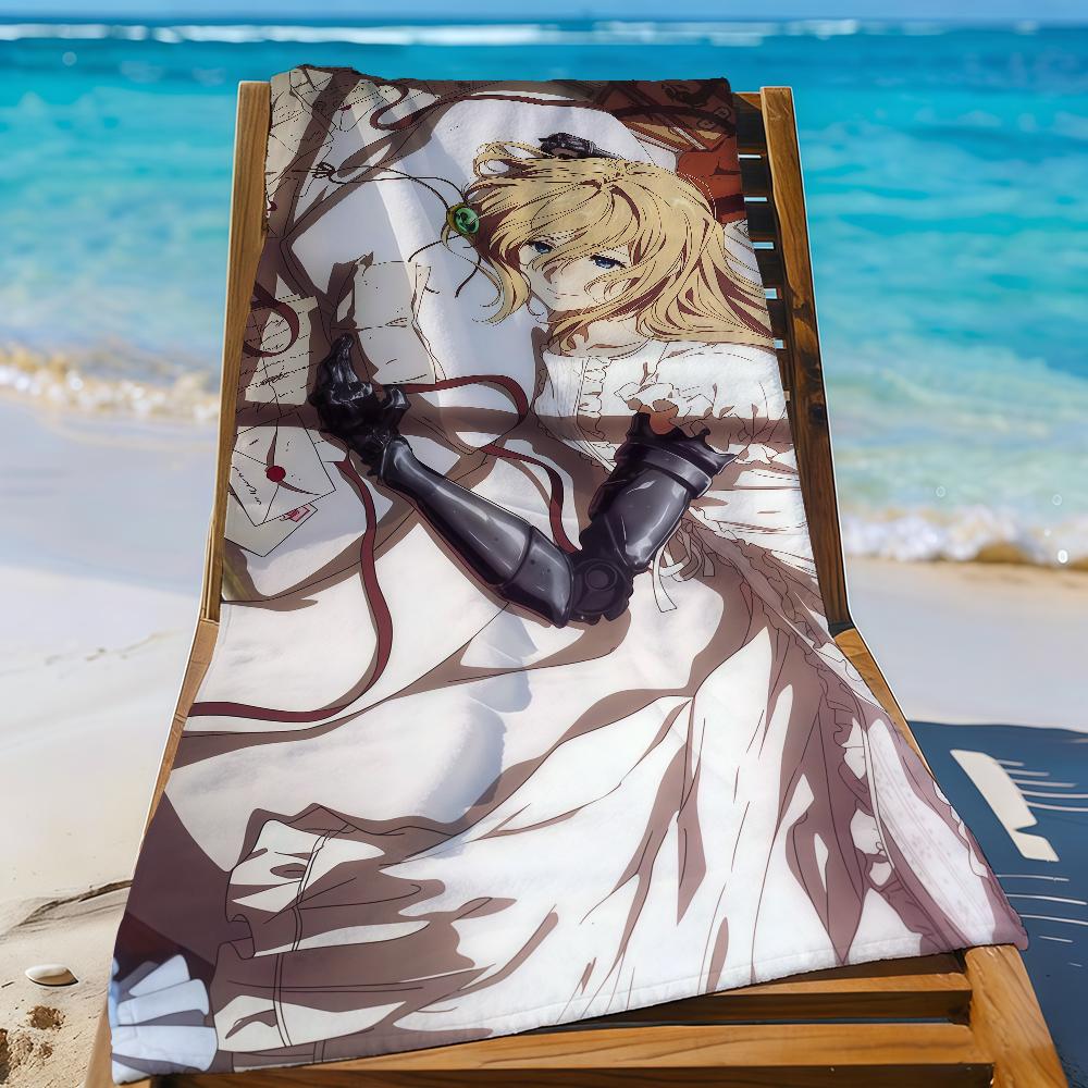Anime V-Violet E-Evergarden Towel Sports Quick Dry Travel Camping Gear Sandproof Soft Light Large Beach Towel