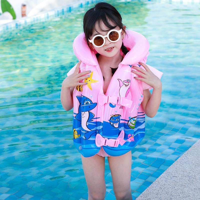 New Ocean World Inflatable Children's Life Jacket Swimwear - Thickened PVC Vest for Enhanced Buoyancy