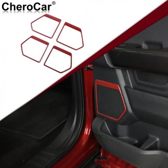 4X Side Door Speaker Horn Frame Cover Red Carbon Fiber For Ford F-150