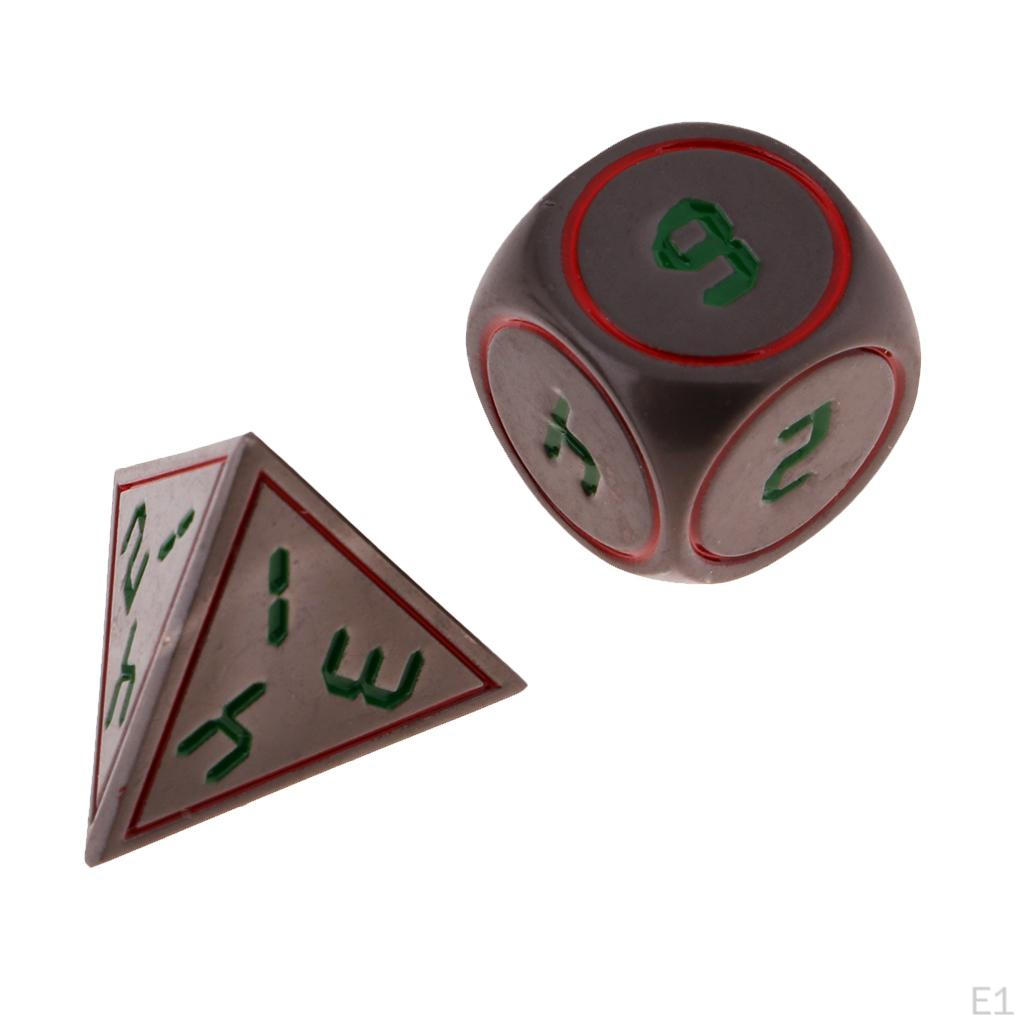 7 Pcs. Vintage D4 D20 Metal Cube For Board Game, Zinc Alloy