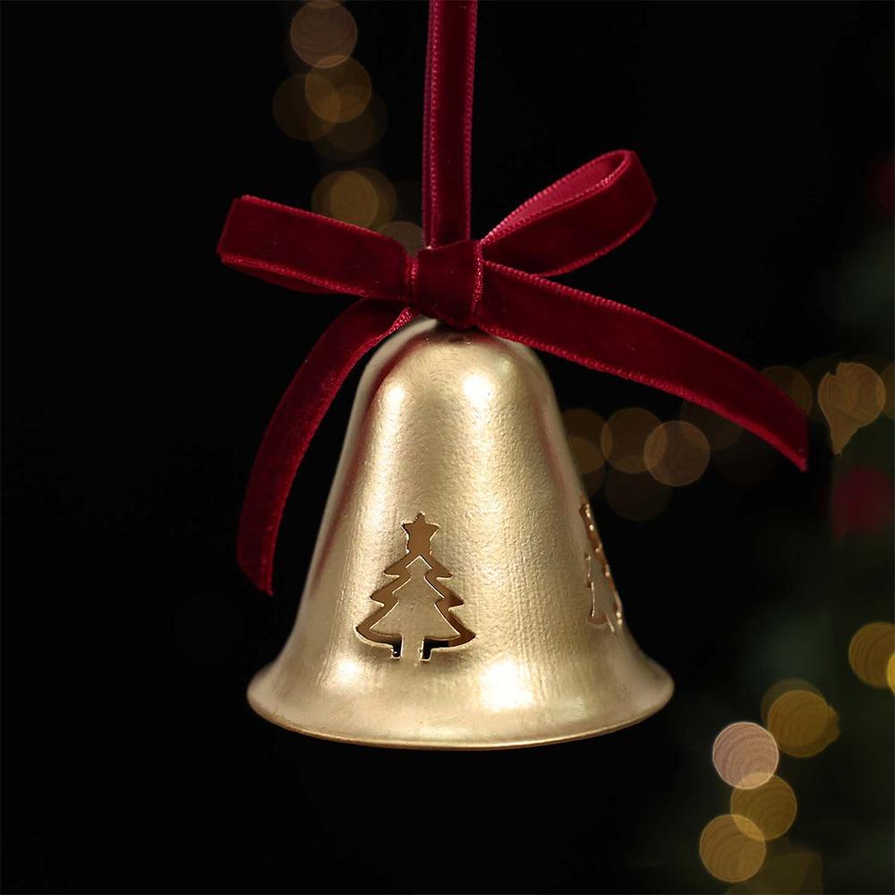 Shiny Metal Christmas Bells Pendant Snowflake Reindeer Xmas Bells Hanging Ornament Iron Art Jingle Bells Christmas Tree Bell