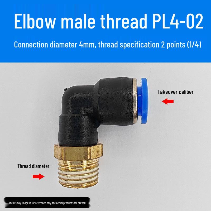 Trachea Connector PC8-02 Male Thread Quick Elbow Insert Pneumatic Throttle Valve