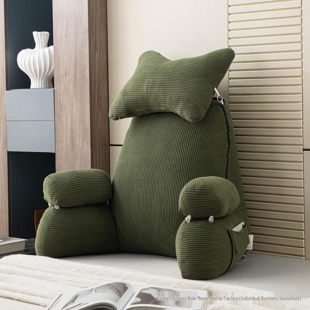 Corduroy Headboard Cushion: Soft Upholstered Lumbar Support & Neck Protection Pillow for Reading in Bed or Dorm