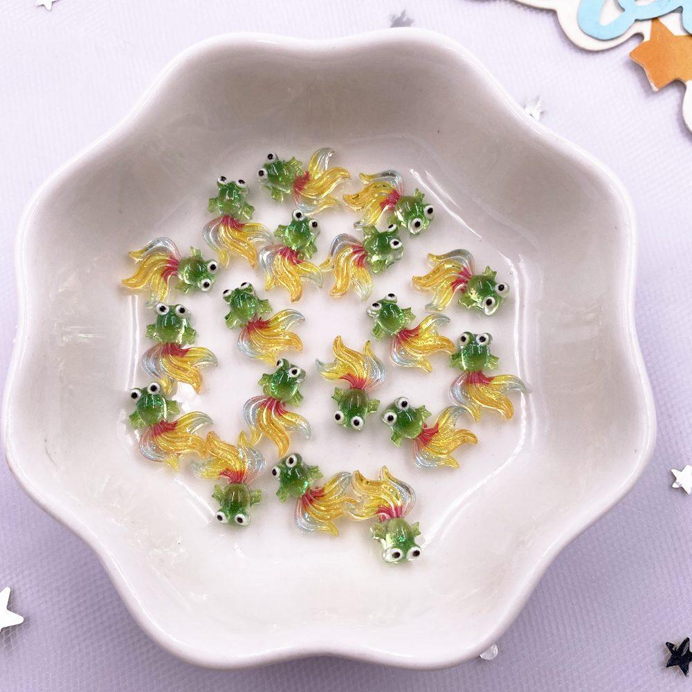 

50 шт. Полимерные разноцветные фигурки золотых рыбок с блестками, плоские стразы-аппликации, DIY украшения для ногтей, аксессуары для скрапбукинга, поделки