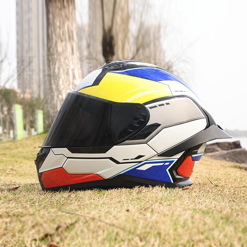 966Motorcycle helmets, men's and women's full face helmets, four season personalized large tail wing motorcycle running helmets