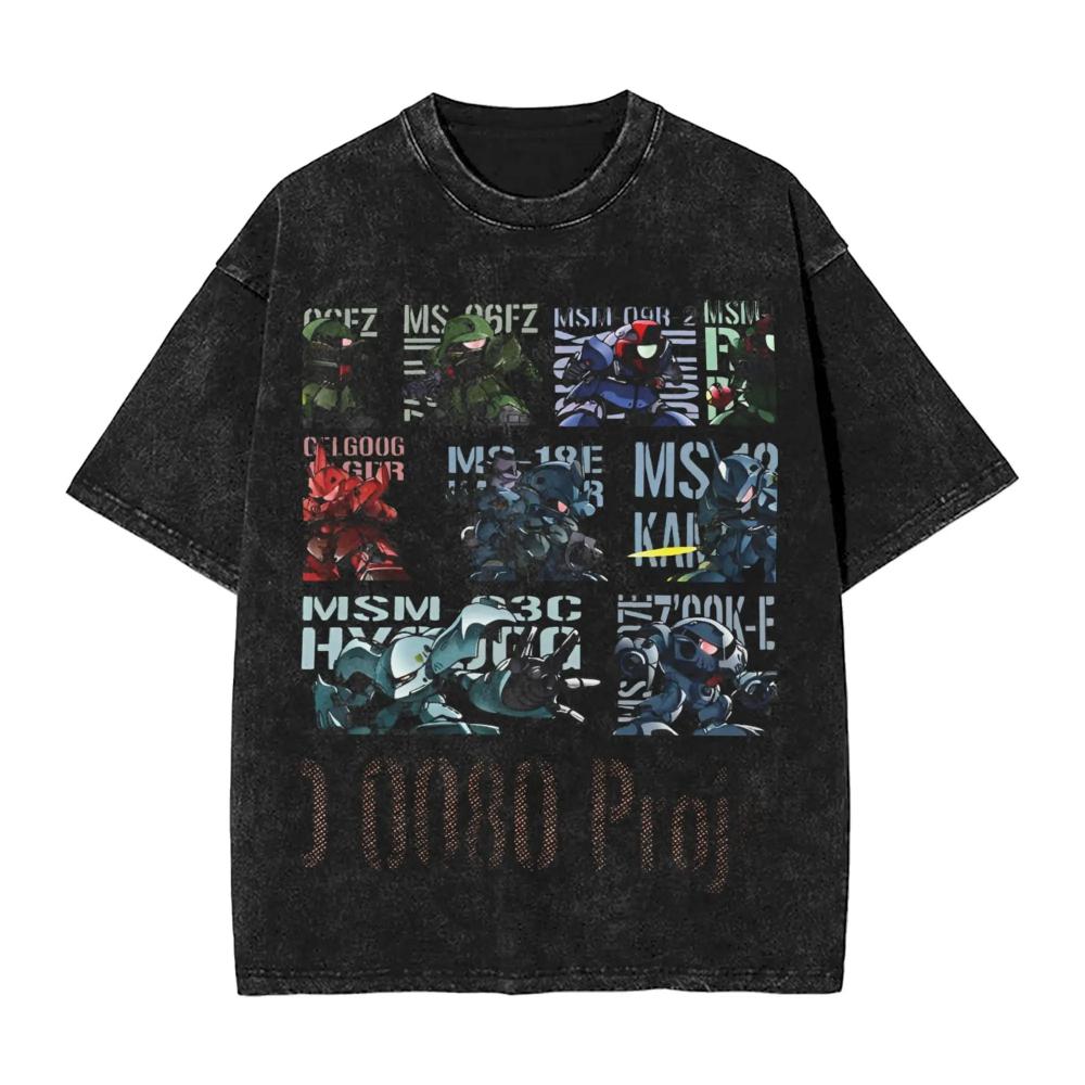 Y2k Kleidung Gundam Grafik T-Shirts Mann Sommer Trendig Lässig Kurzarm T-Shirt Damen Vintage Gewaschene Baumwolle Fitnesskleidung Oberteile