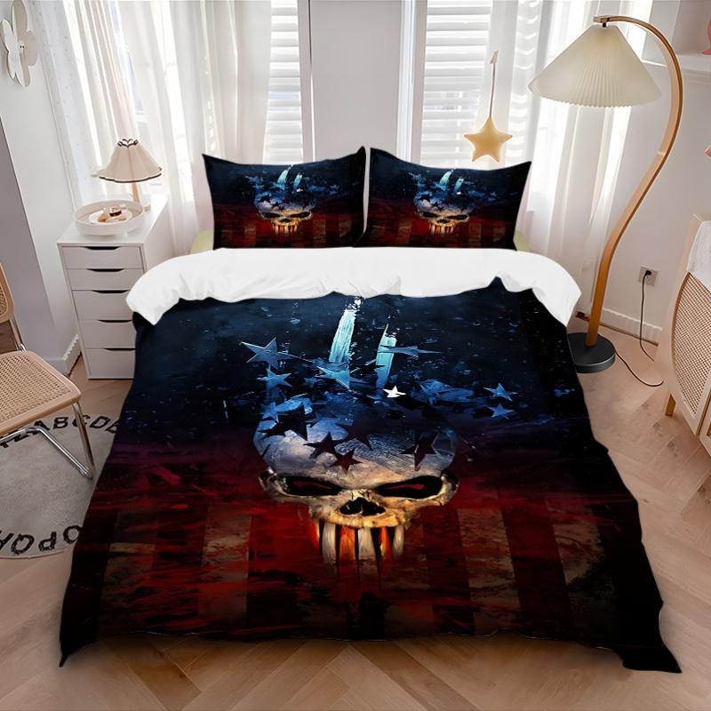 3pcs bedding set Punisher Skull Includes 1 Comforter + 2 Pillowcases, Without Pillow Inserts, Soft Comfortable, Lightweight Breathable, Prin