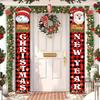 1pc Welcome Sign Christmas New Year Santa Snowman Garden Flag 12x70.8in Polyester