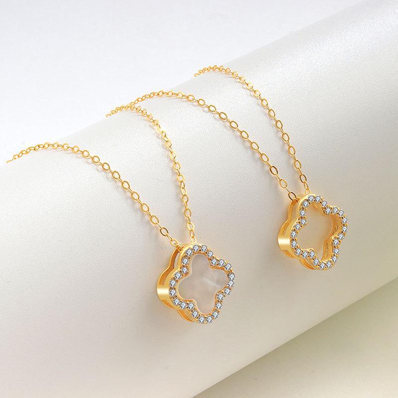Elegant Openwork Four-leaf Clover Necklace - Women's High-end Pendant