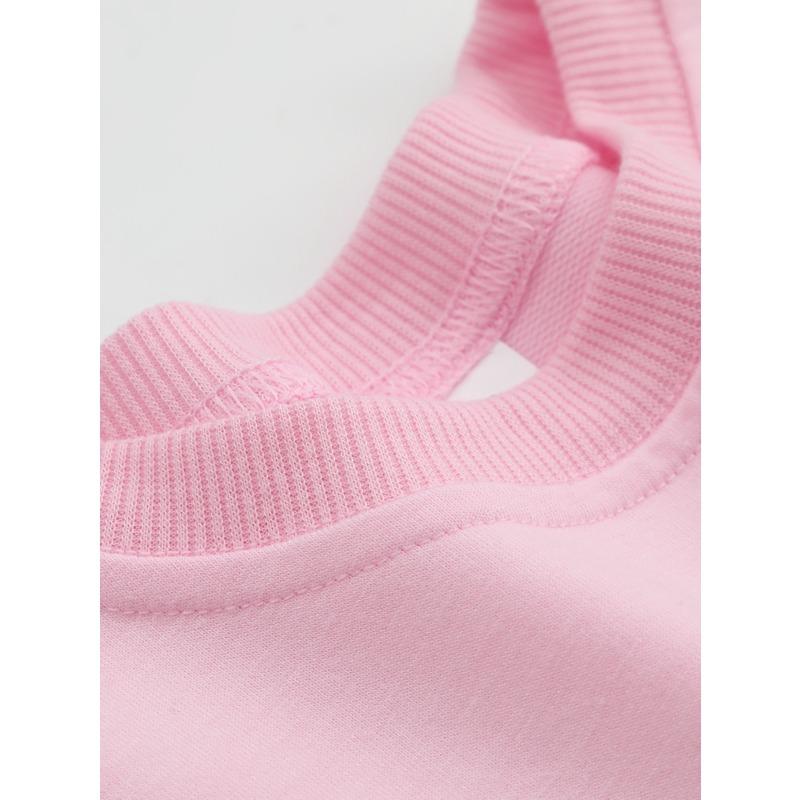 European Size Kids Crewneck Sweatshirt Black Pink Bow Print ,Casual Wear for , Fall/Winter, Knitted Fabric, Long Sleeve, Regular Fit.