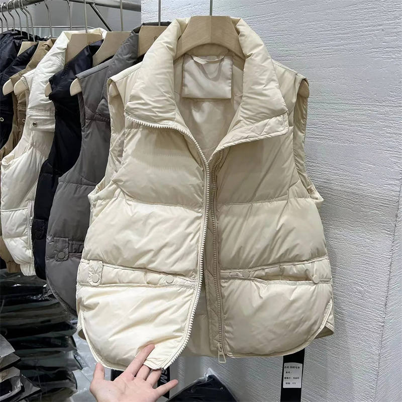 Women's Spring Autumn Loose Sleeveless Short Vest Jackets Solid Causal Warm Waistcoat Female Outerwear Tops