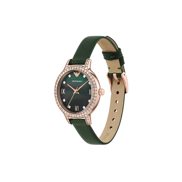 Emporio Armani Three Hand Green Leather Watch AR11577-CLG