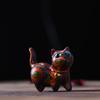 Rainbow Wood Carving: Cute Cat Desktop Ornament - Creative Miniatures for Home Decor