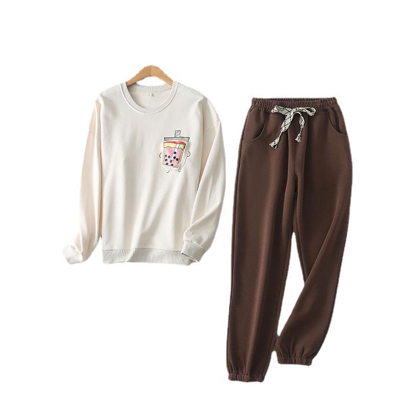 3D Milk Tea Print Family Sweatshirt Set for Fall/Winter: Matching Parent-Child Outfits for Mom-Daughter and Mom-Son