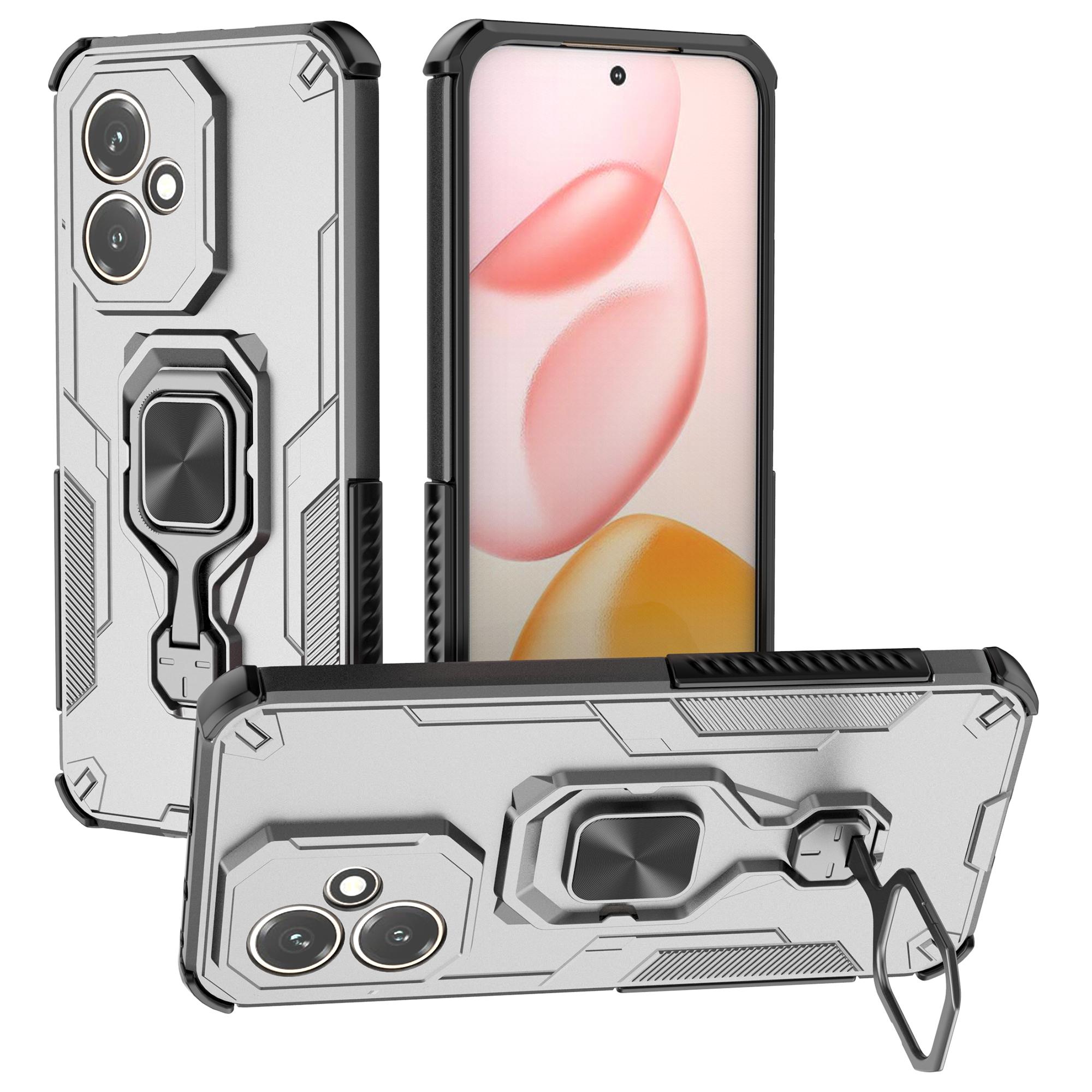 

For Honor 400 5G (Global) Case Rotatable Ring Kickstand PC+TPU Shockproof Phone Cover Titanium Grey