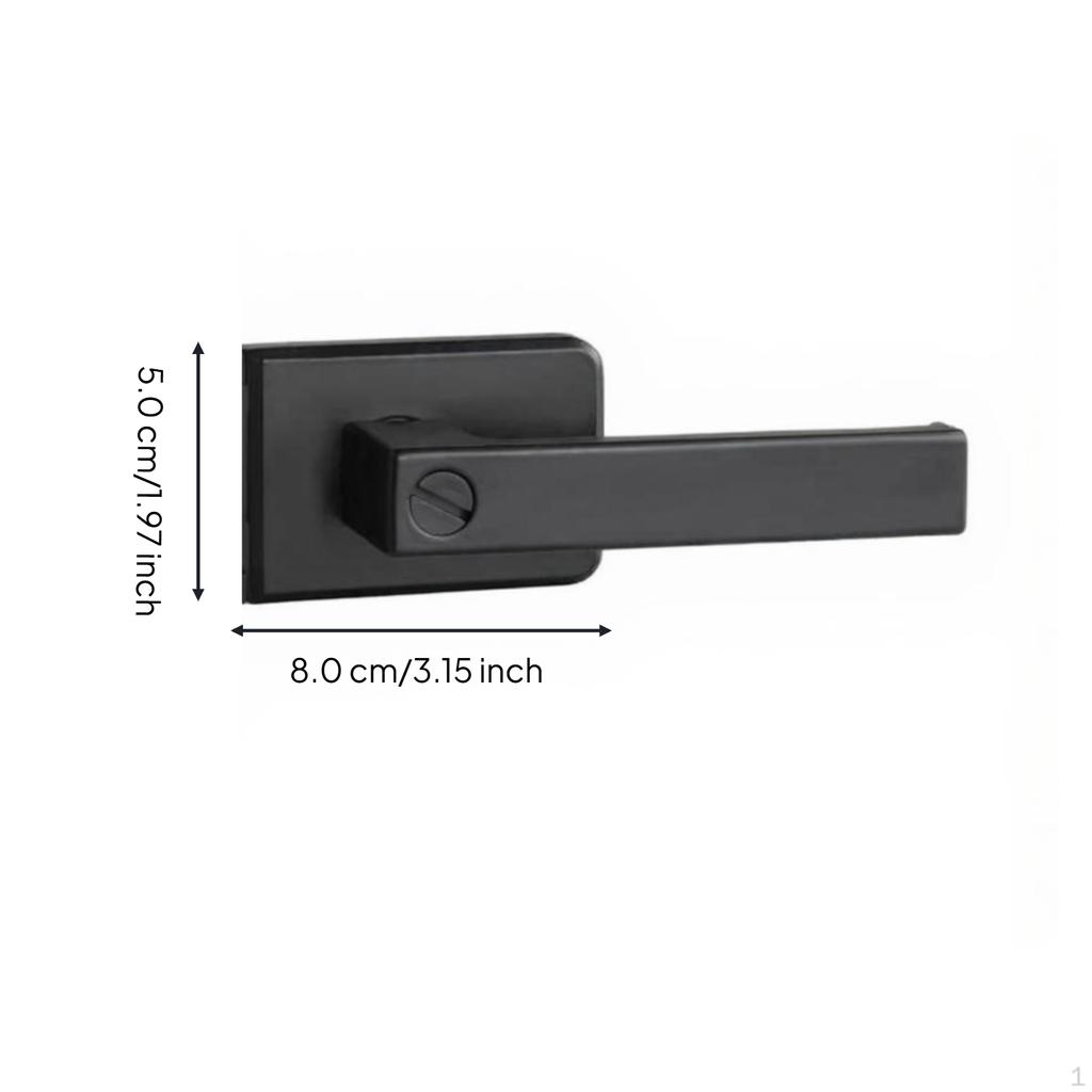 Extremely Narrow Door Lock, Aluminum Alloy Handle, Bathroom, Glass Matte Black B