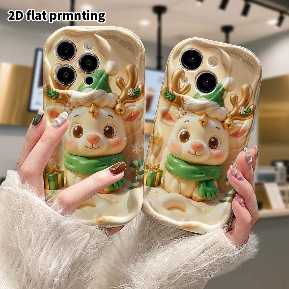 Phone Case: 2D Flat Design Suitable for iPhone 18 17 16 15 14 13 Pro Protective Case, Christmas Reindeer, Perfect Holiday Gift for Christmas and Hallo