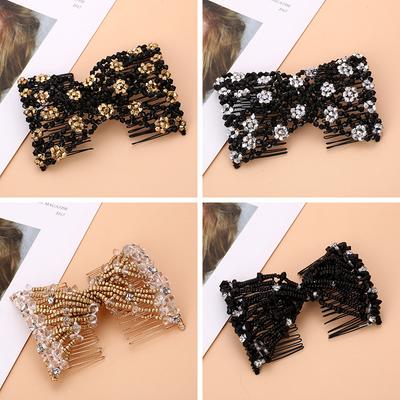 Pettini per capelli con perline fai da te per donne ragazze Facile pigro chignon Accessori per capelli Chignon Coda di cavallo Porta pettine Elastico Perline Artiglio Fermaglio per capelli