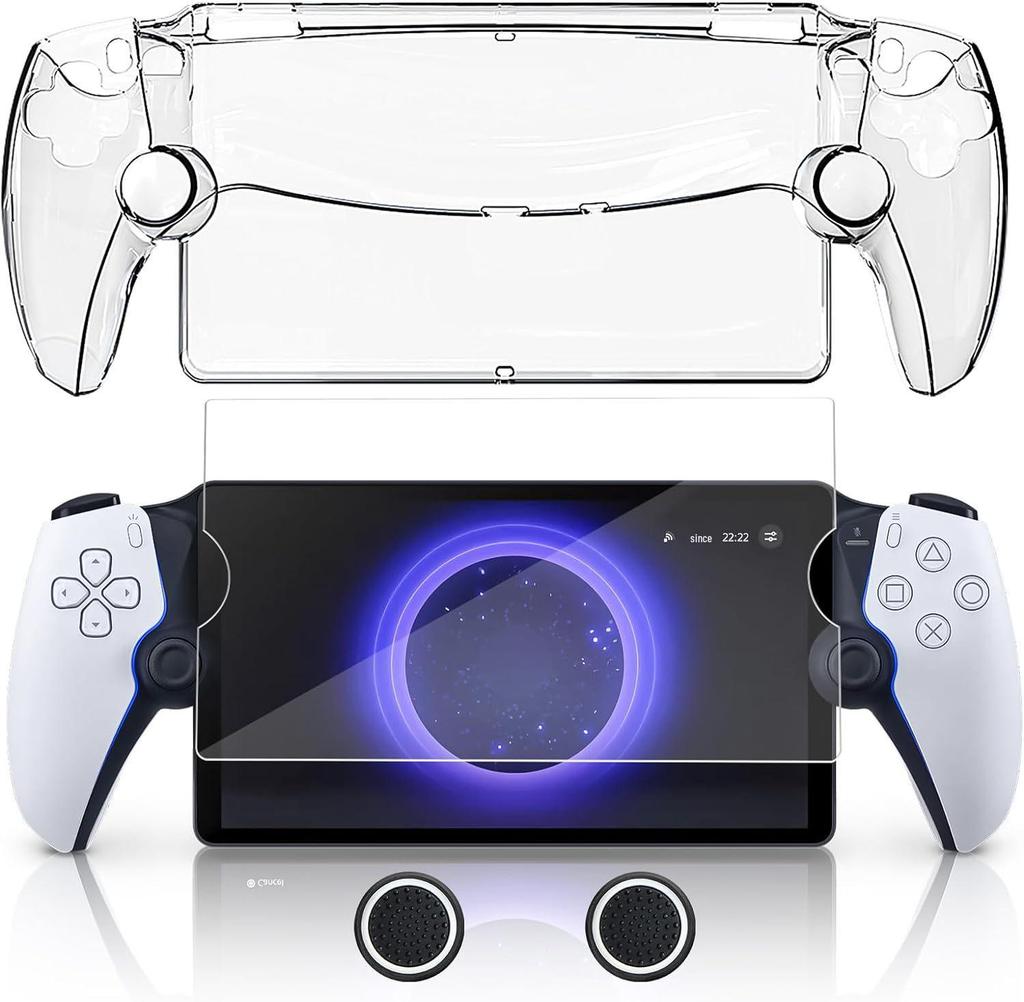 PS5 Streaming Handheld Crystal Set: P5 PORTAL Case, Tempered Screen Film & Joystick Caps