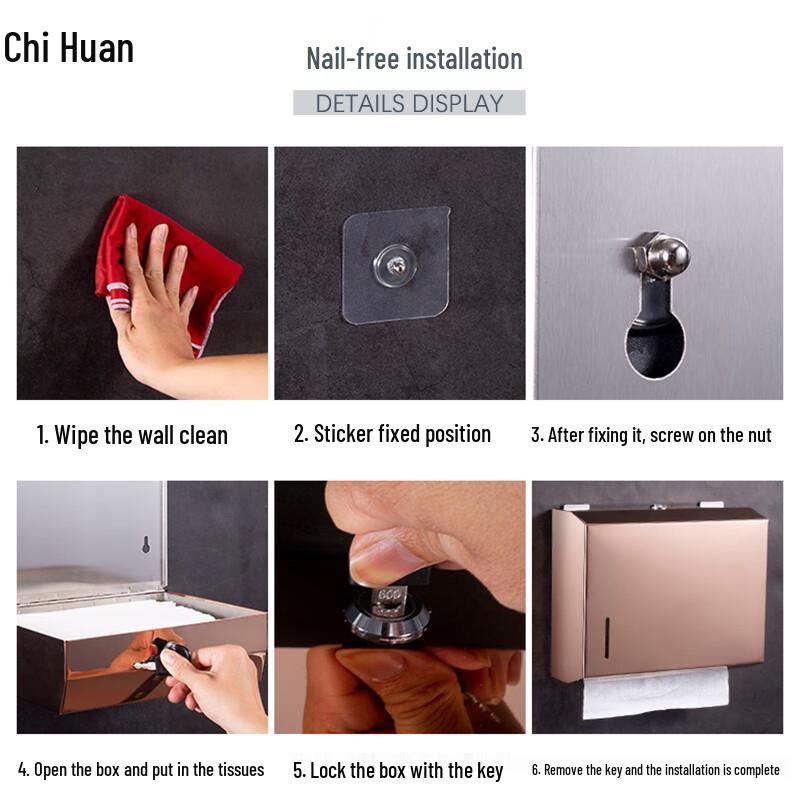 Wall-mounted Punch-Free Stainless Steel Hand Towel Dispenser