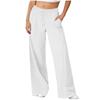 Women's Casual Wide Leg High Waist Pants Including Elastic Drawstring And Side Pockets For Lounging And Daily Activity