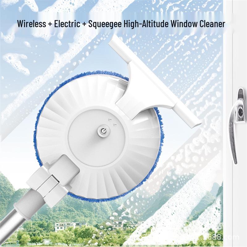 2026 German Second-Gen Window Cleaner Robot: Telescopic, Mop & Wipe, Wireless Charging Gem Blue