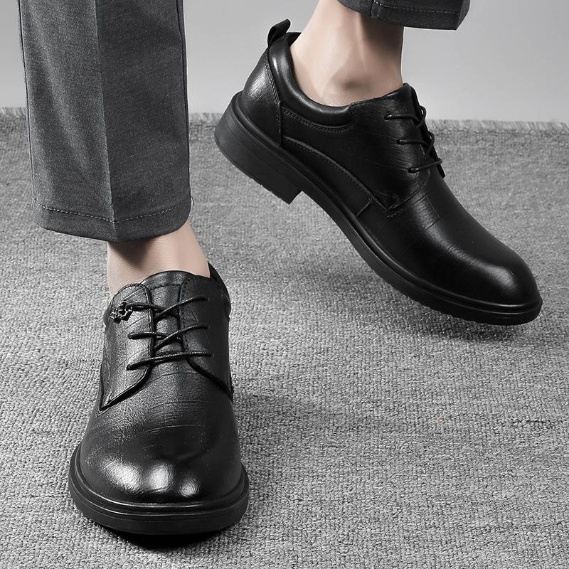 Leather shoes men's autumn and winter cowhide casual shoes British business shoes Flat men's shoes