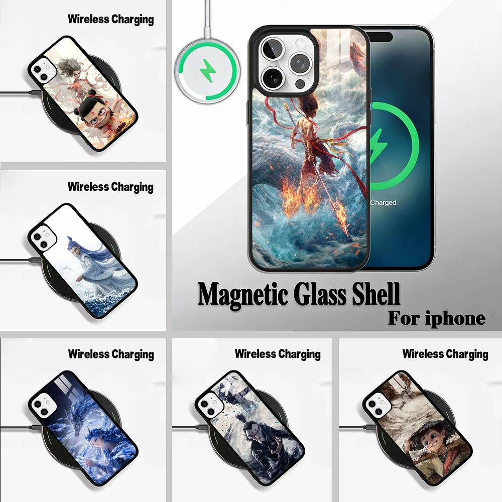 H-O-T-Ne-zha For IPhone17 16 15 14 13 12 11 Plus Pro Max Plus Wireless Charger Phone Case