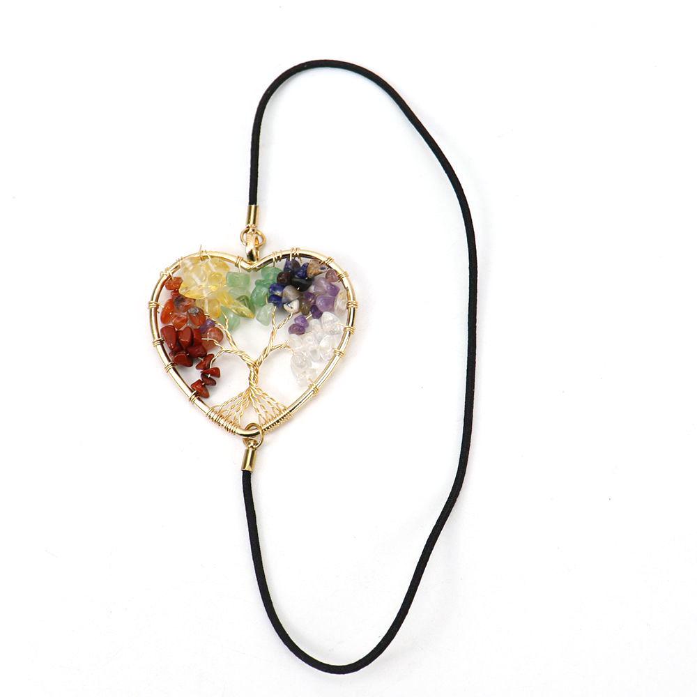 Crushed Stone Tree of Life Heart-Shaped Elastic Cord Bookmark