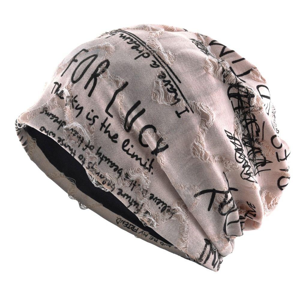 Thin Bonnet Letter Print Beanie Loose Style Hip Hop Beanies Fashion Pullover Hat  Unisex Wear