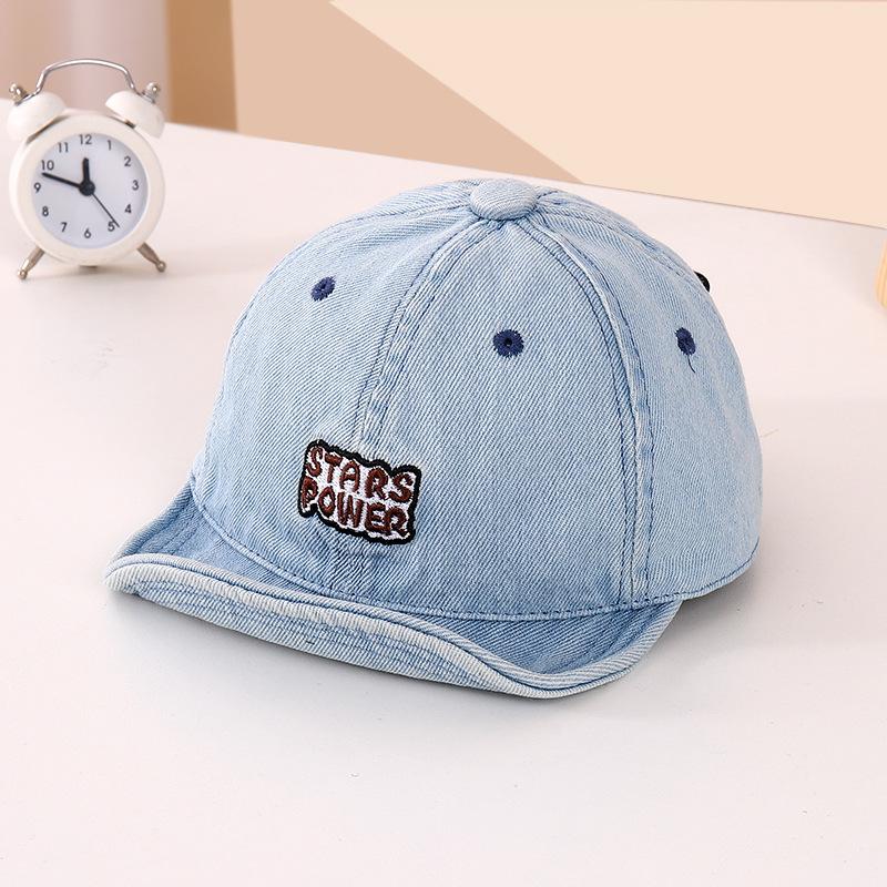New Denim Letter Baby Baseball Caps Summer Vintage Soft Brim Outdoor Sun Hats For Baby Boy Casual Sports Kids Peaked Hats