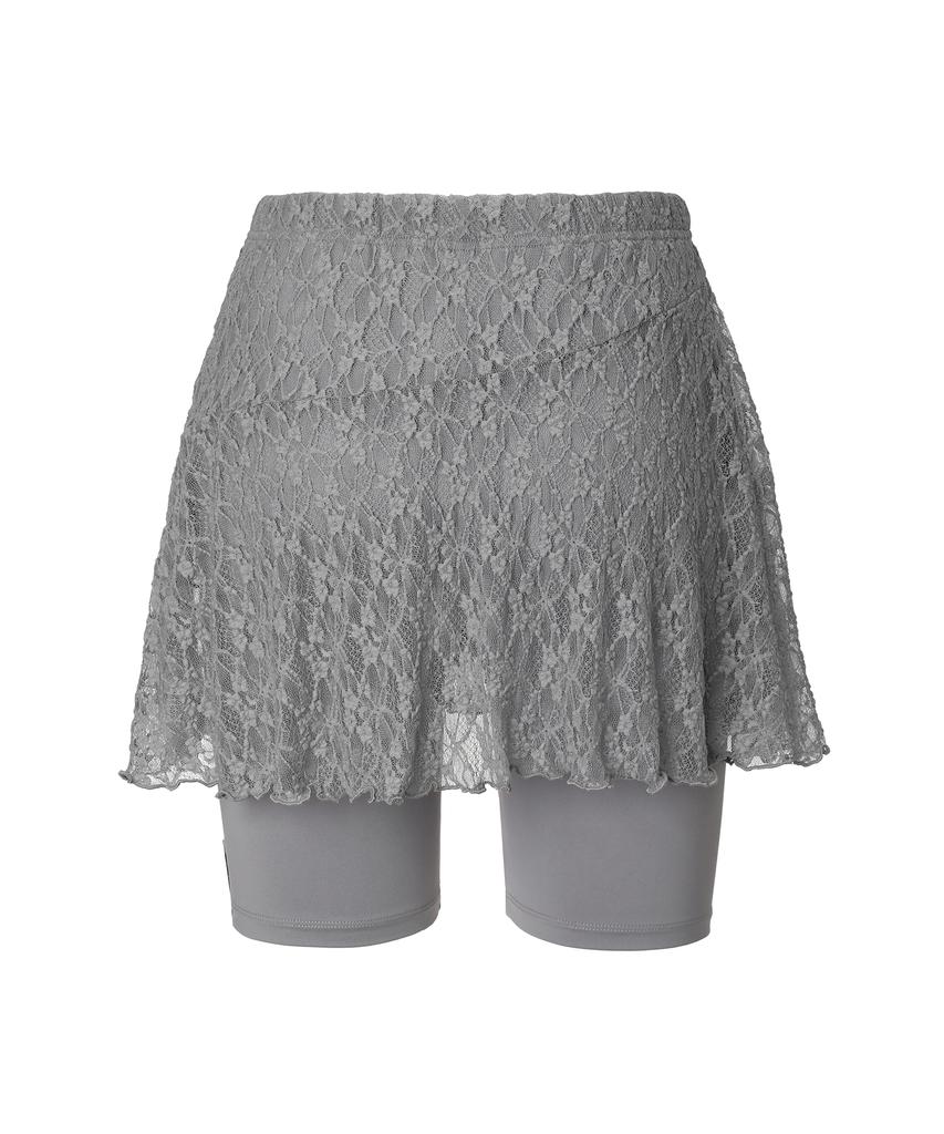 Mileko Lace Layer Wrap Skort Stone Gray