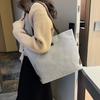 Women Minimalist Beige Large Tote Bag, Brown Shoulder Strap Zip Closure Handbag, Durable Easy Clean Shoulder Bag For College Work Daily Use