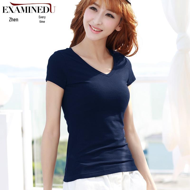 Women's Pure Cotton Short Sleeve Slim Fit Tee - Round Neck, Versatile Base Layer, New Style for Summer, Available In White and Black.