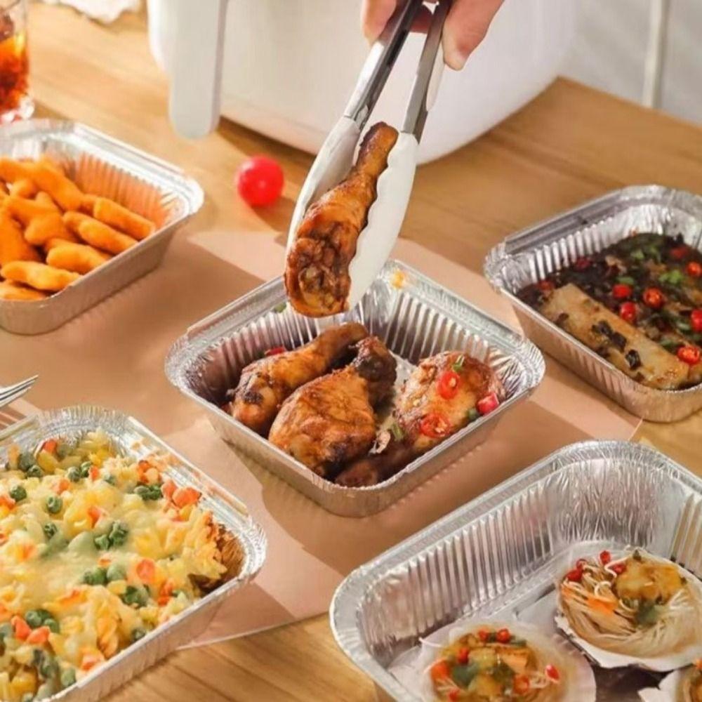 30 Stück Quadratische Heißluftfritteusen-Schalen 6/7/8/9 Zoll Aluminiumfolien-Schalen Take-away Lebensmittelbehälter Meal Prep