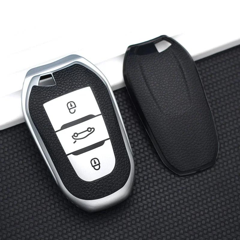 Tpu Leather Shell Fob Holder For Citroen C4 C6 C3-Xr Grand Ds Ds5 For Peugeot 308 408 508 2008 3008 4008 5008 Car Key Case Cover