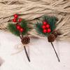 10 Pcs Artificial Pine Needles Branches with Red Berry Mini Pinecone Picks for Gift Wrapping Crafts Holiday Wreath Christmas Tree Decor