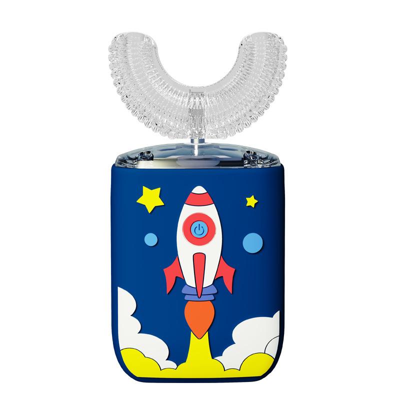 360 Degrees Automatic Children Electric Toothbrush Rechargable U Shaped for Kids Smart Ultra Sonic Tooth Brushes Blue Light IPX7