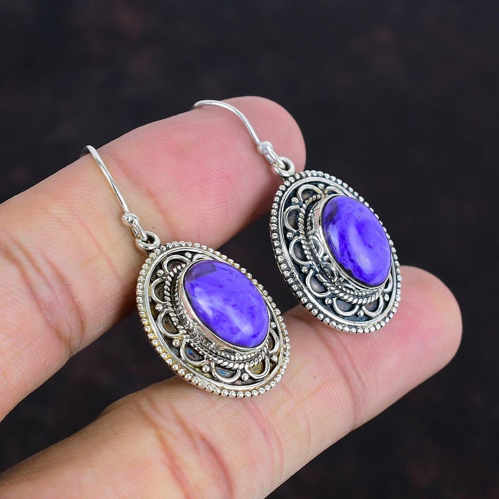 Charoit Ohrring Natur Edelstein Ohrringe Vintage Ohrring Neuestes Design Schmuck 925 Sterlingsilber Ohrring Handgefertigter Ohrring Geschenke für Ehefrau