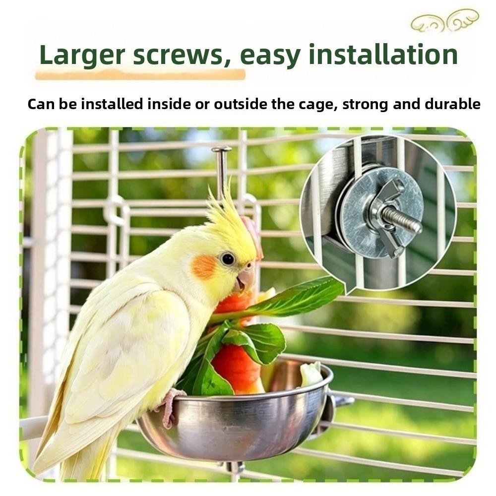 Splash-Proof Bird Food Holder Stainless Steel Vegetable Skewer Parrot Feeder Pet Container