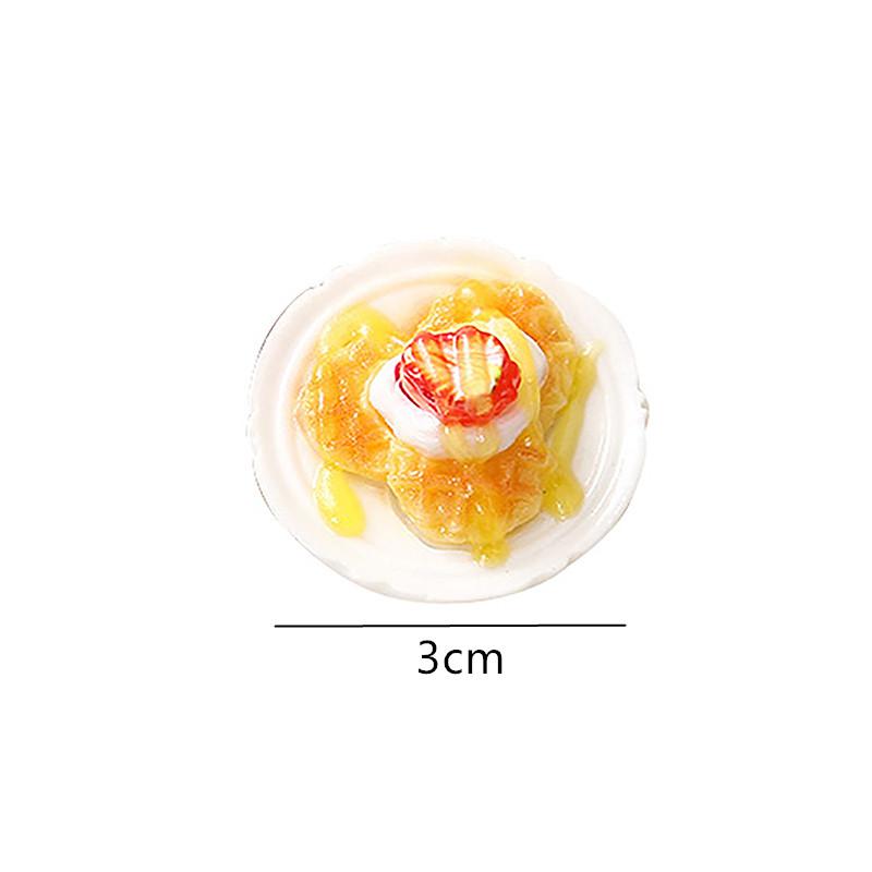 38Styles Dollhouse Miniature Simulation Food Strawberry Waffle Cake Model DIY Kitchen Accessories Resin Dollhouse Decoration