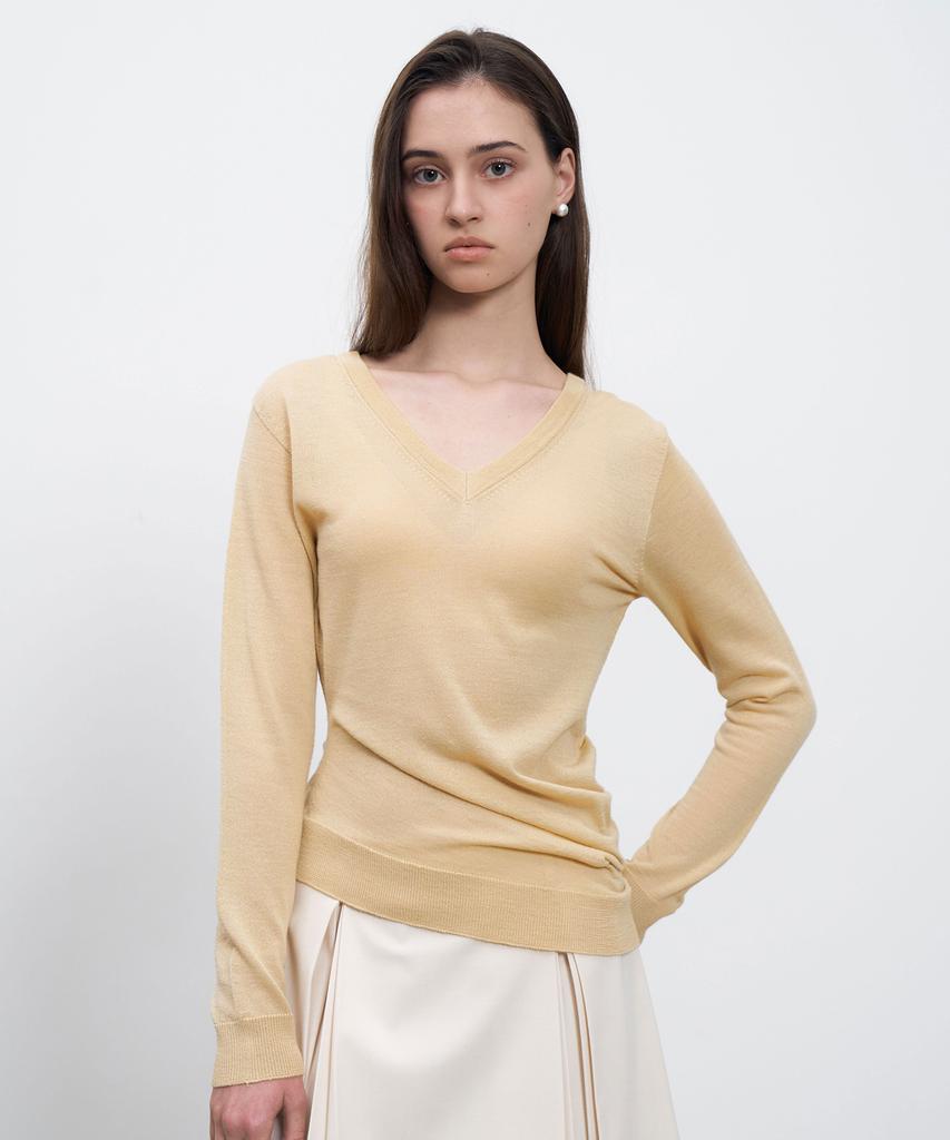 RENEJ V Neck Shirring Knit