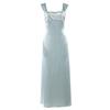French Style Sexy Diamond-embellished Square Neck Dress Slim Fit High Waist Long Women