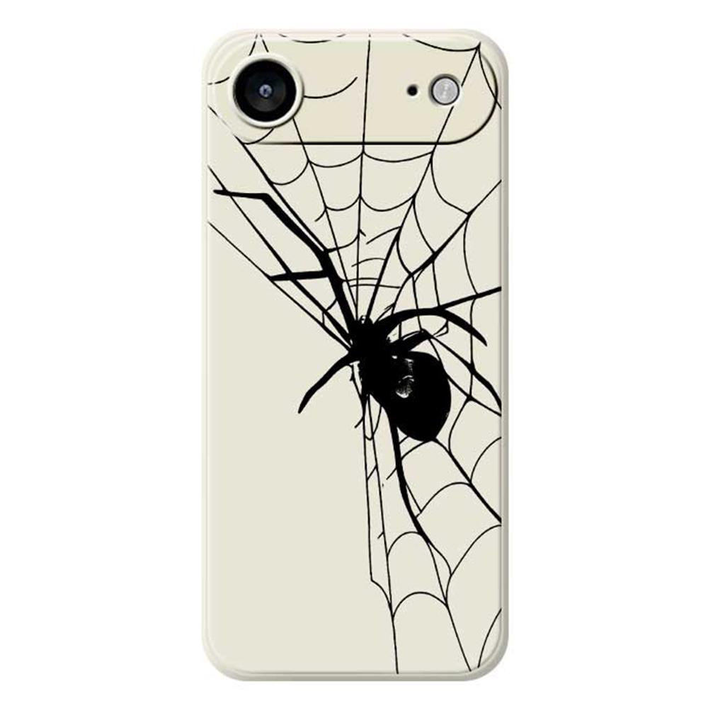 

For iPhone 17 Air Case Spider Pattern Printing Straight Edge TPU Phone Back Cover Beige