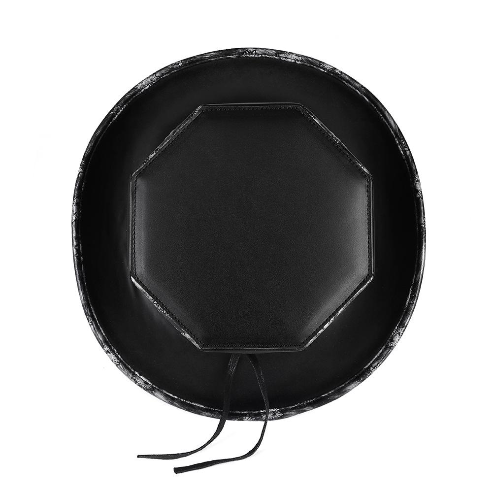 Retro Knight PU Leather Embossed Rivet Flat Top Hat for Halloween Party