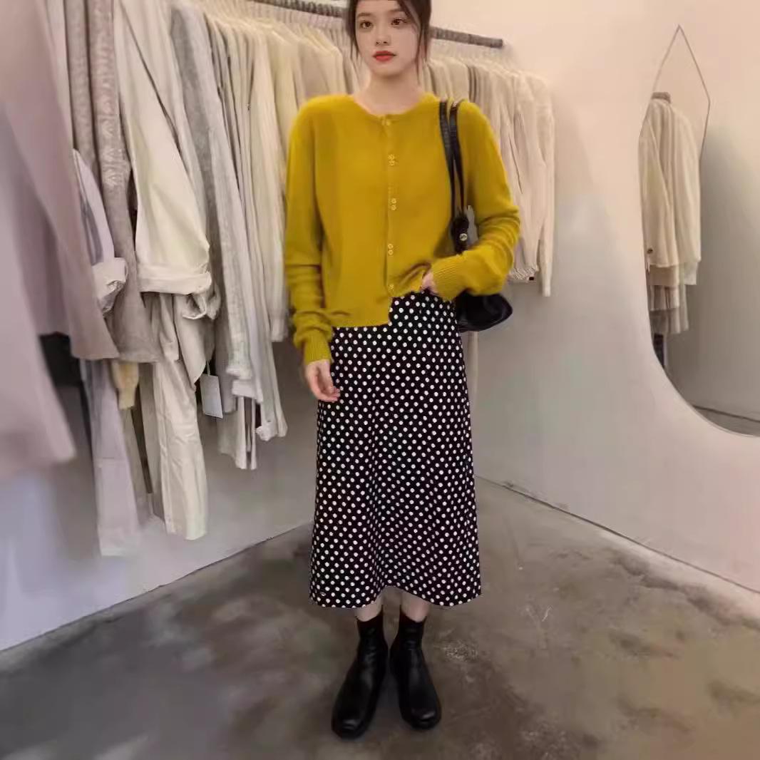 

Women s 100% Pure Wool Autumn Cardigan - Round Neck, Short Knit Cashmere Sweater, Slimming Solid Color Top Extra Large жовтий/імбирний