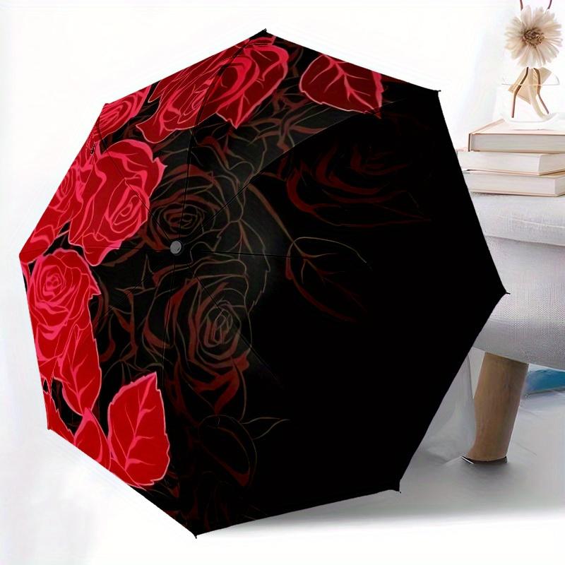 1pc Rose Pattern Automatic Open/close, All-Season Portable Folding Umbrella for Friends, Travel, Everyday, Events yy250812144